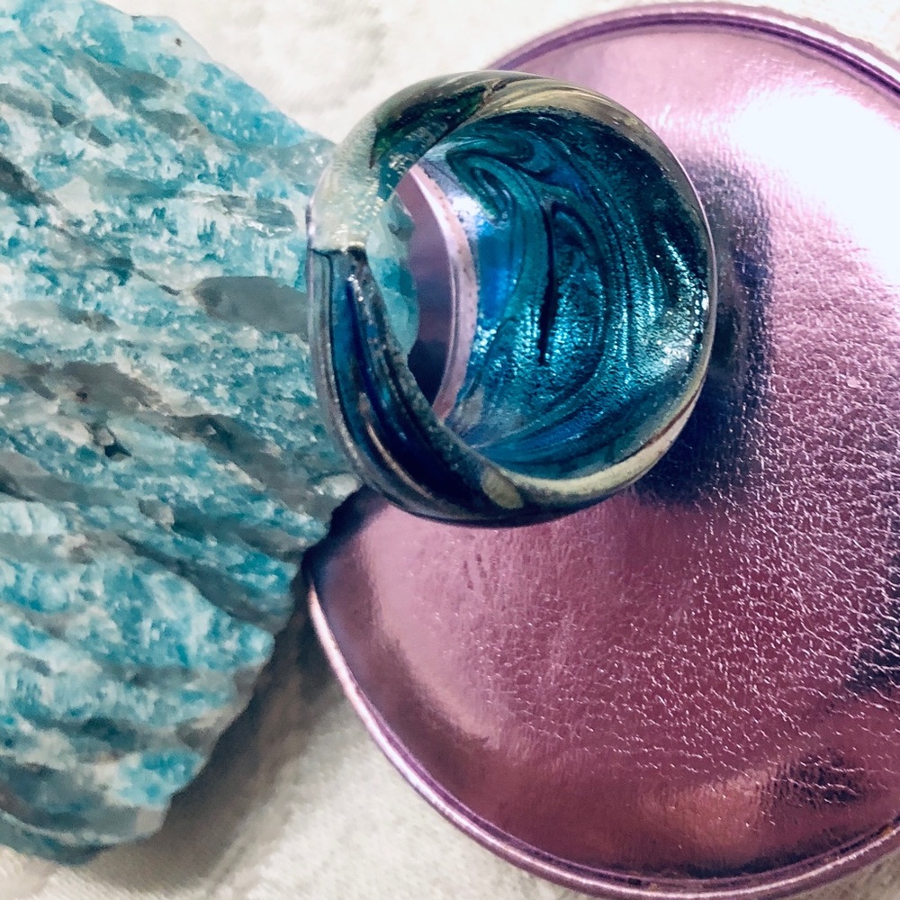 Blue&green glass ring - Picture 5 of 6